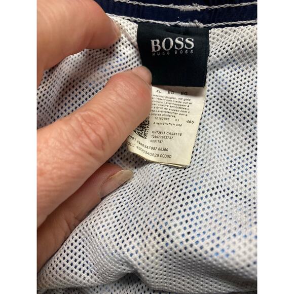 Hugo Boss Men's XL Swim Trunks Blue Tropical Palm Print Beach Tiki Vacation Pool - Picture 5 of 6